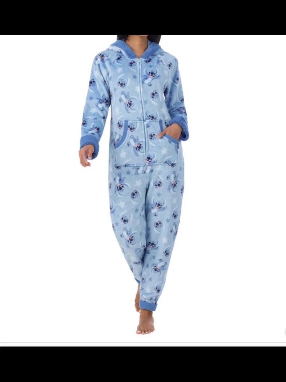Disney Light Blue Stitch Hoodie Onesie Pajamas